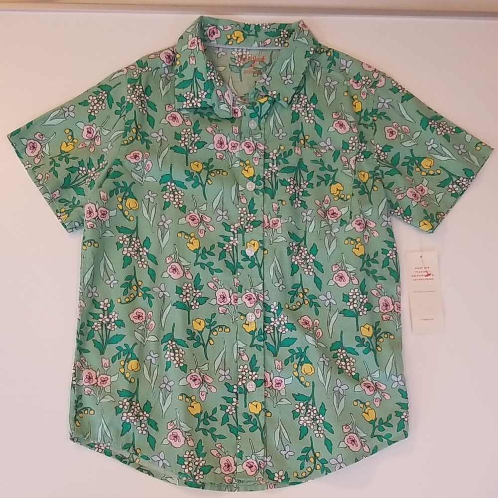 Cat & Jack Green Floral Kids Shirt